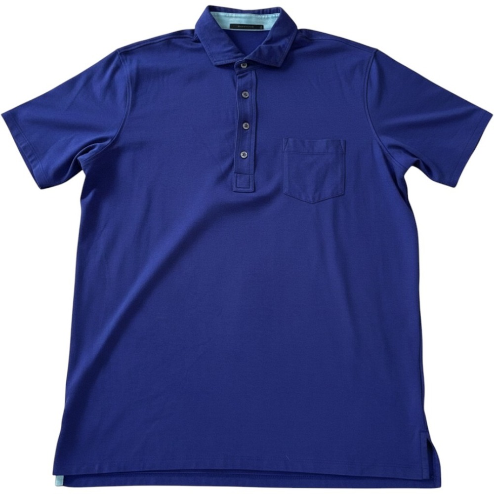 Greyson Guide Polo Shirt Mens Large Blue Short Sleeve Golf Athletic Pima Cotton